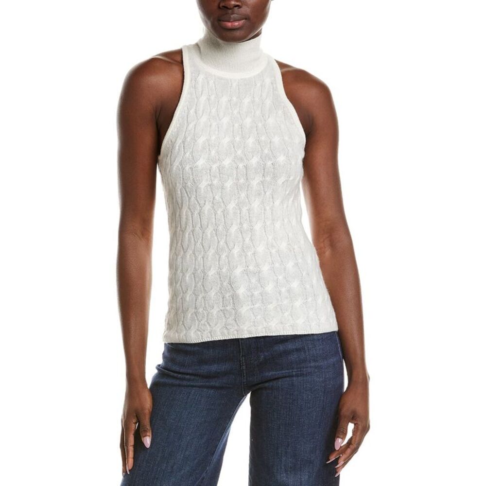 Naadam Womens  Coastal Cashmere Turtleneck Tank Top, White